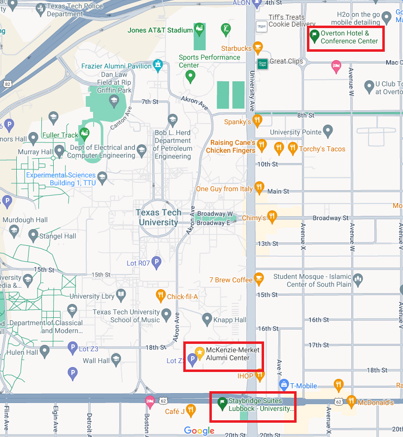 Map of hotels and short course location